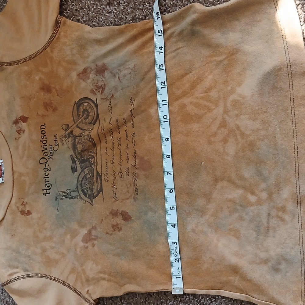 Harley Davidson tan bike quarter sleeve tee shirt size large - Picture 10 of 11